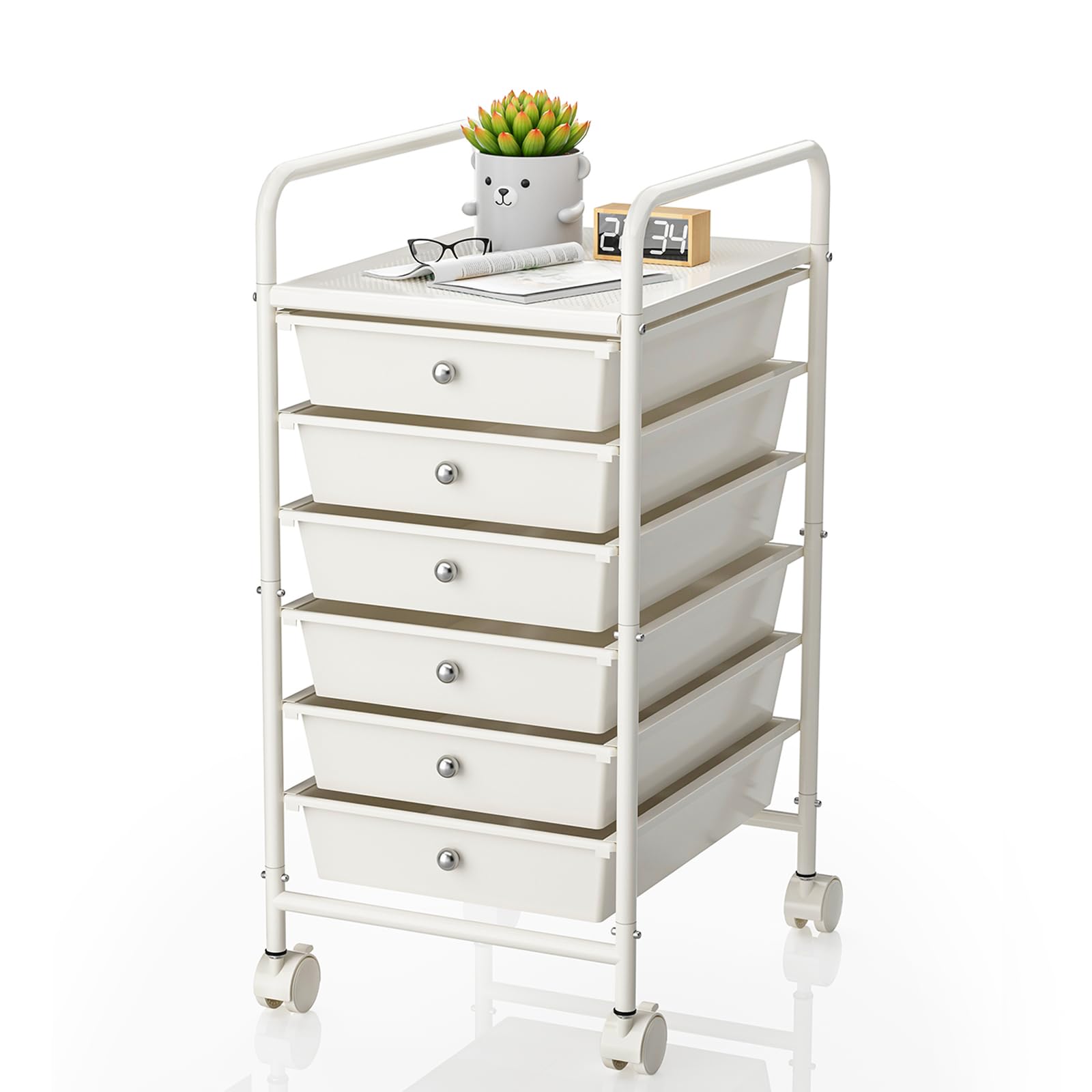 Johgee 6-Drawer Rolling Storage Cart | Mobile Utility Trolley with Wheels