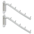 Mooche 2Pcs Wall Mounted Coat Rack Chrome, Swivel Clothes Rail, 27CM