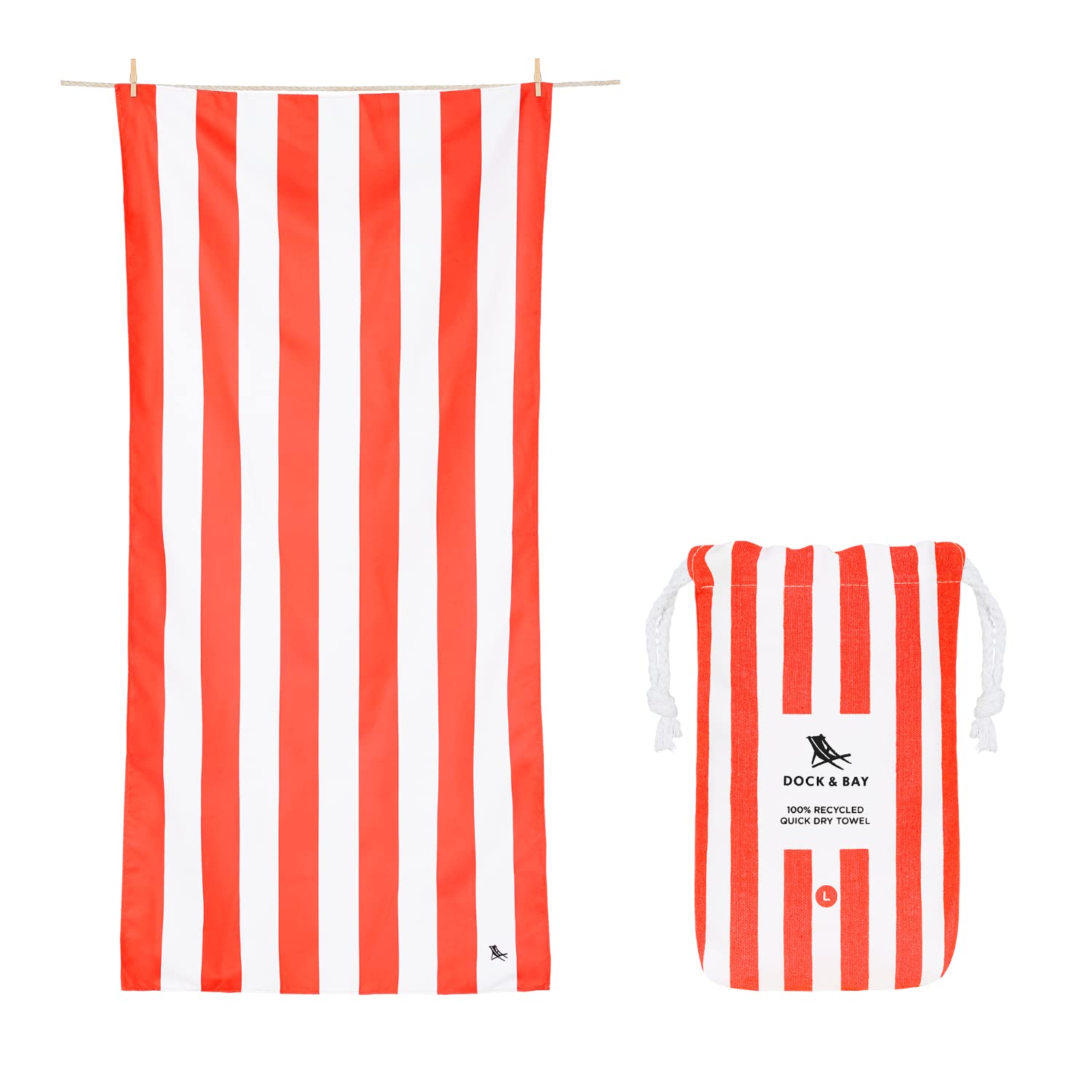 Dock & Bay Sand Free Quick Dry Beach Towel – Recycled Cabana Coral Red