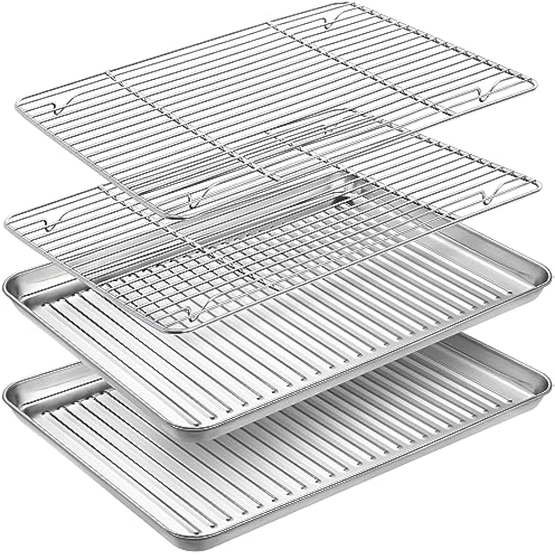Jolof Store Stainless Steel Baking Tray and Rack Set | 4-Piece Cookie Sheet