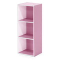 Furinno Luder 3-Tier Open Shelf Bookcase – Compact Wood Storage, White/Pink