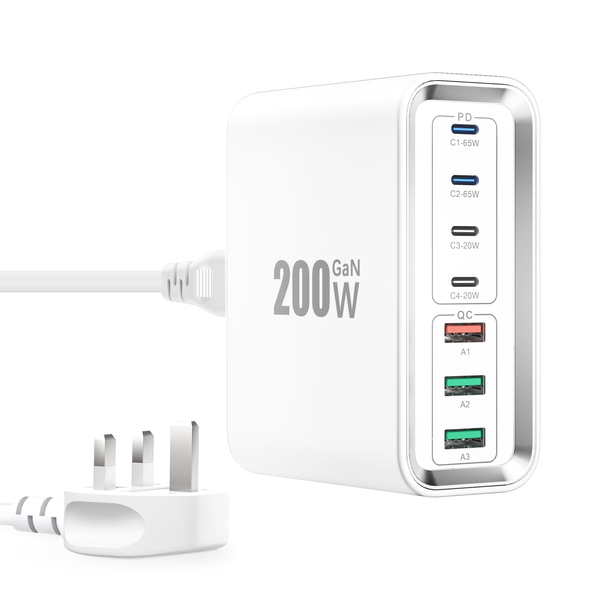 Jolof Store 200W GaN 7-Port USB-C Fast Charging Station for MacBook