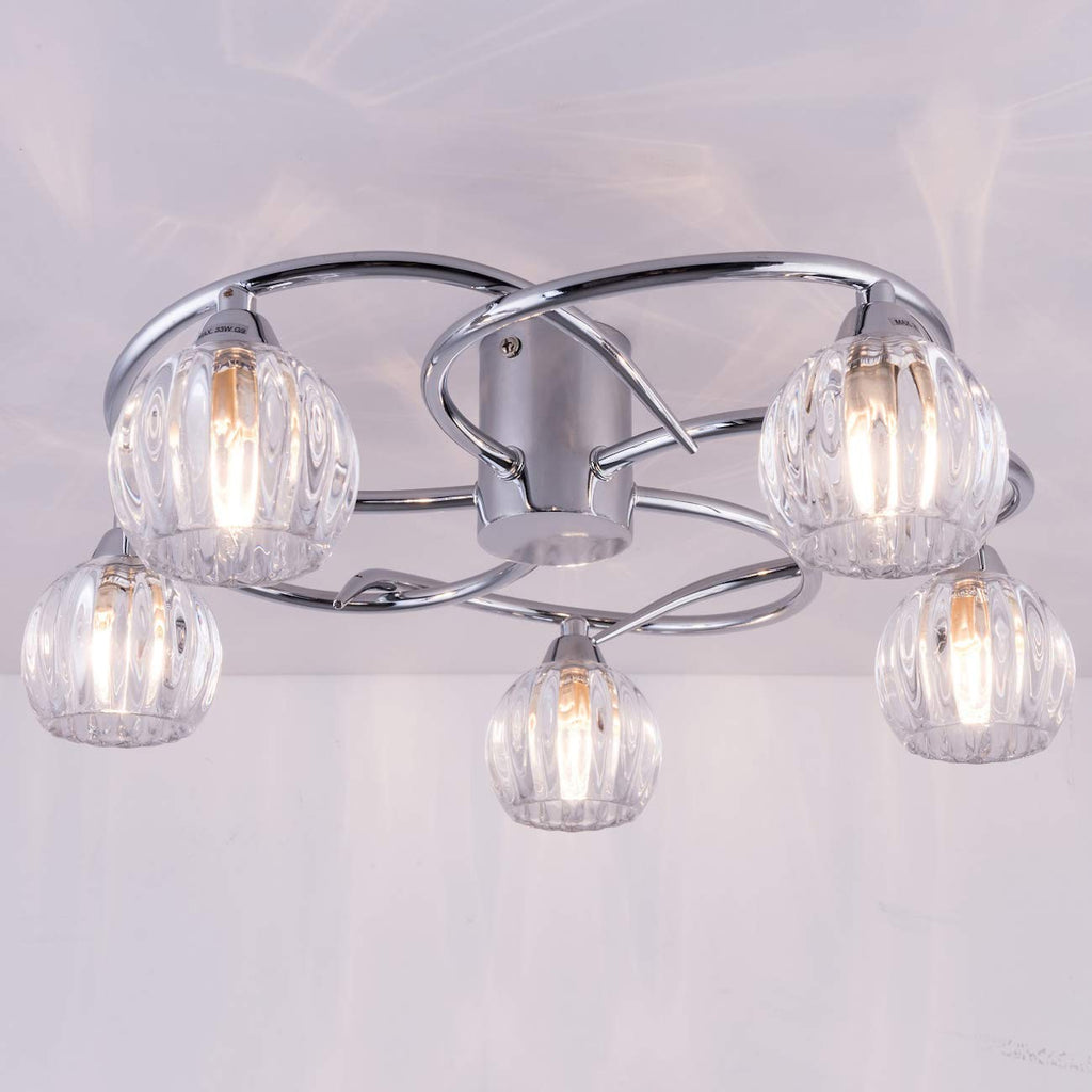 Aurolite Bolla 5-Light LED Semi Flush Ceiling Light | Polished Chrome