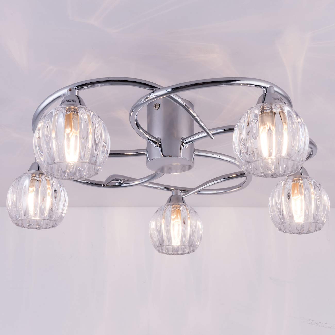 Aurolite Bolla 5-Light LED Semi Flush Ceiling Light | Polished Chrome