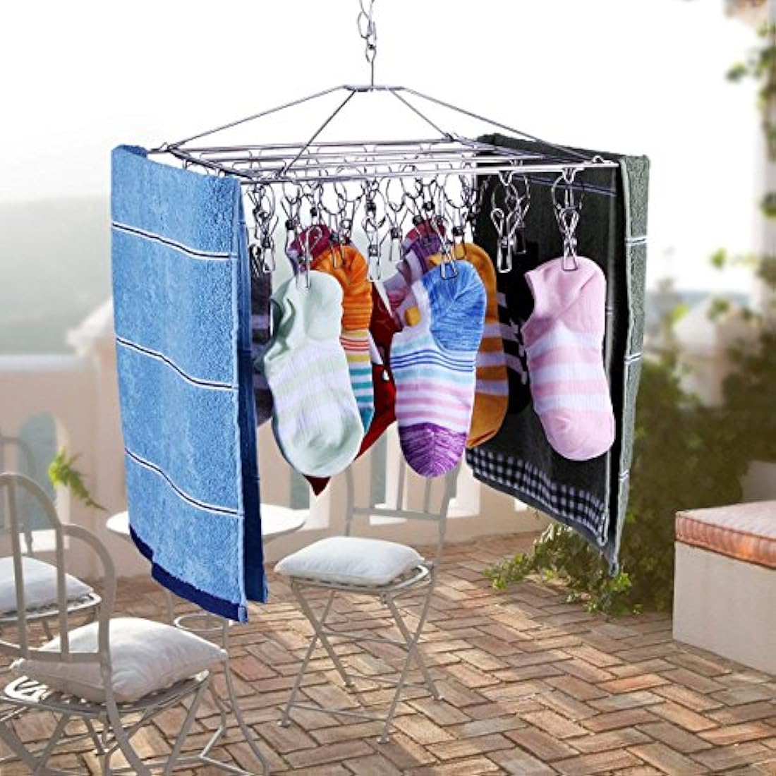 Metal Sock Drying Rack with 30 Pegs | Laundry Drip Hanger