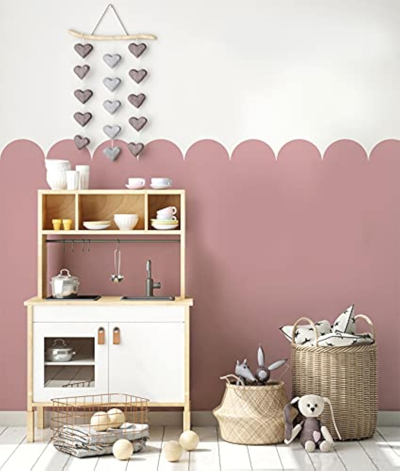 Scallop Wall Pattern Stencil | Reusable Nursery Border Mylar