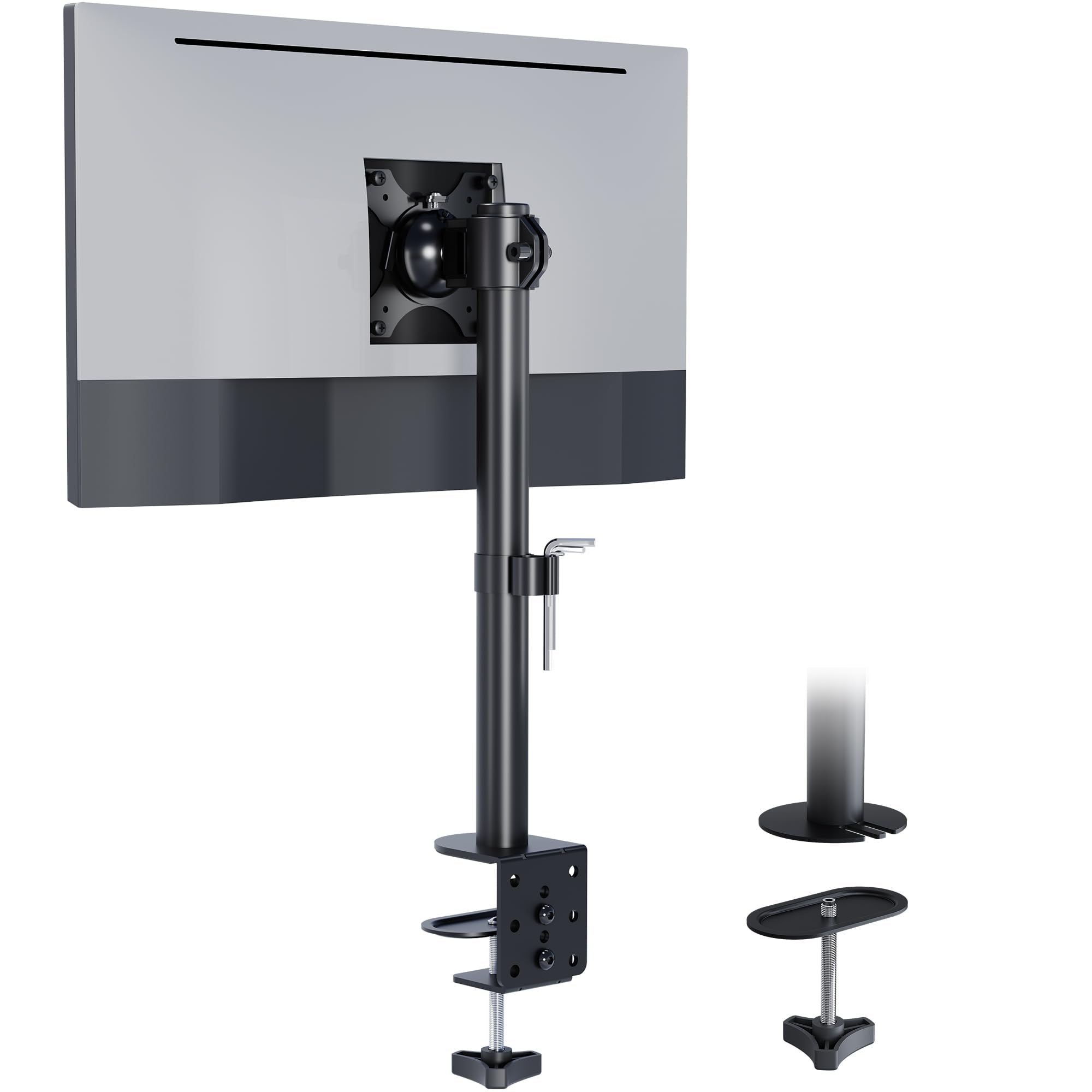 BONTEC Single Monitor Arm | 13-34 Inch Height Adjustable Desk Mount
