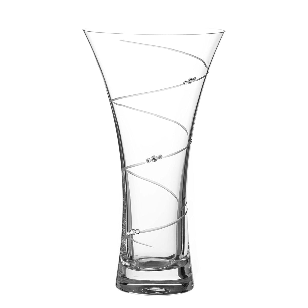 DIAMANTE Swirl Crystal Trumpet Vase with Swarovski Crystals - 25cm