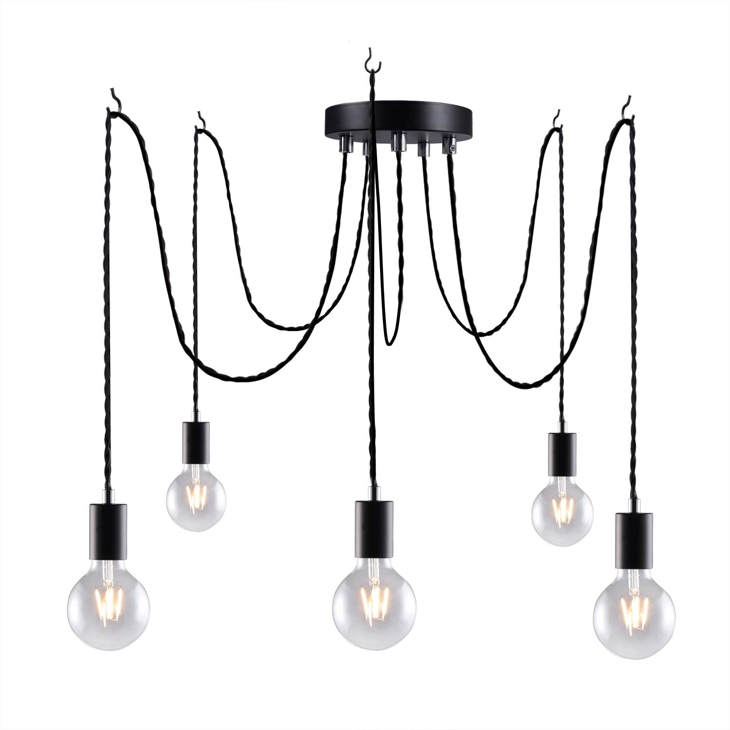 5-Light Spider Pendant Light – Black Retro Industrial Cluster