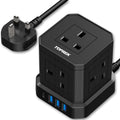 TOPREK 5-Way Cube Extension Lead | 20W PD USB-C & 4 USB Slots | 2M Cable