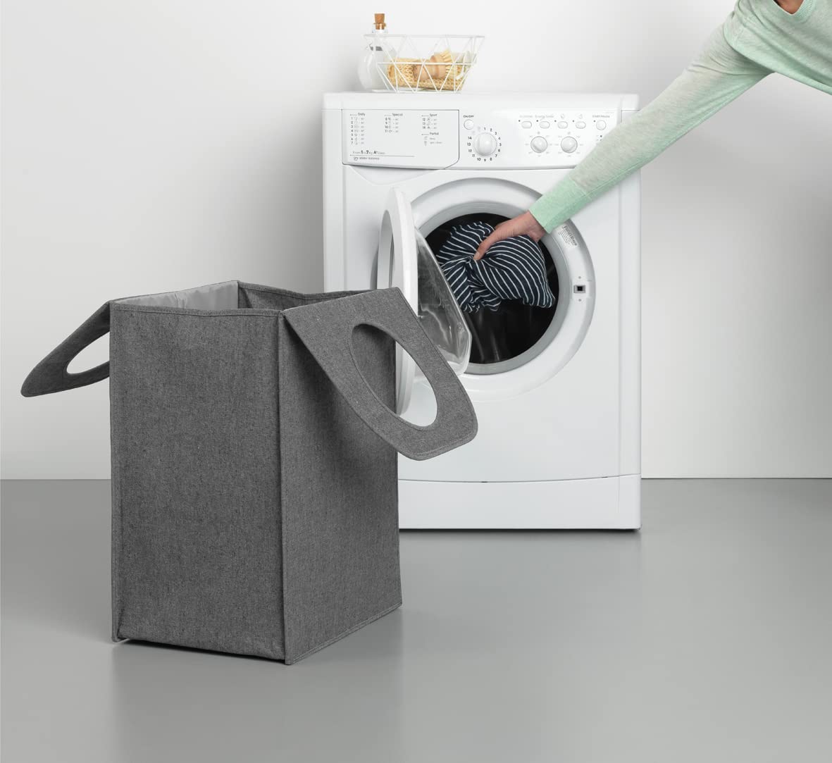 Brabantia Rectangular Laundry Bag – 55L Foldable Hamper in Pepper