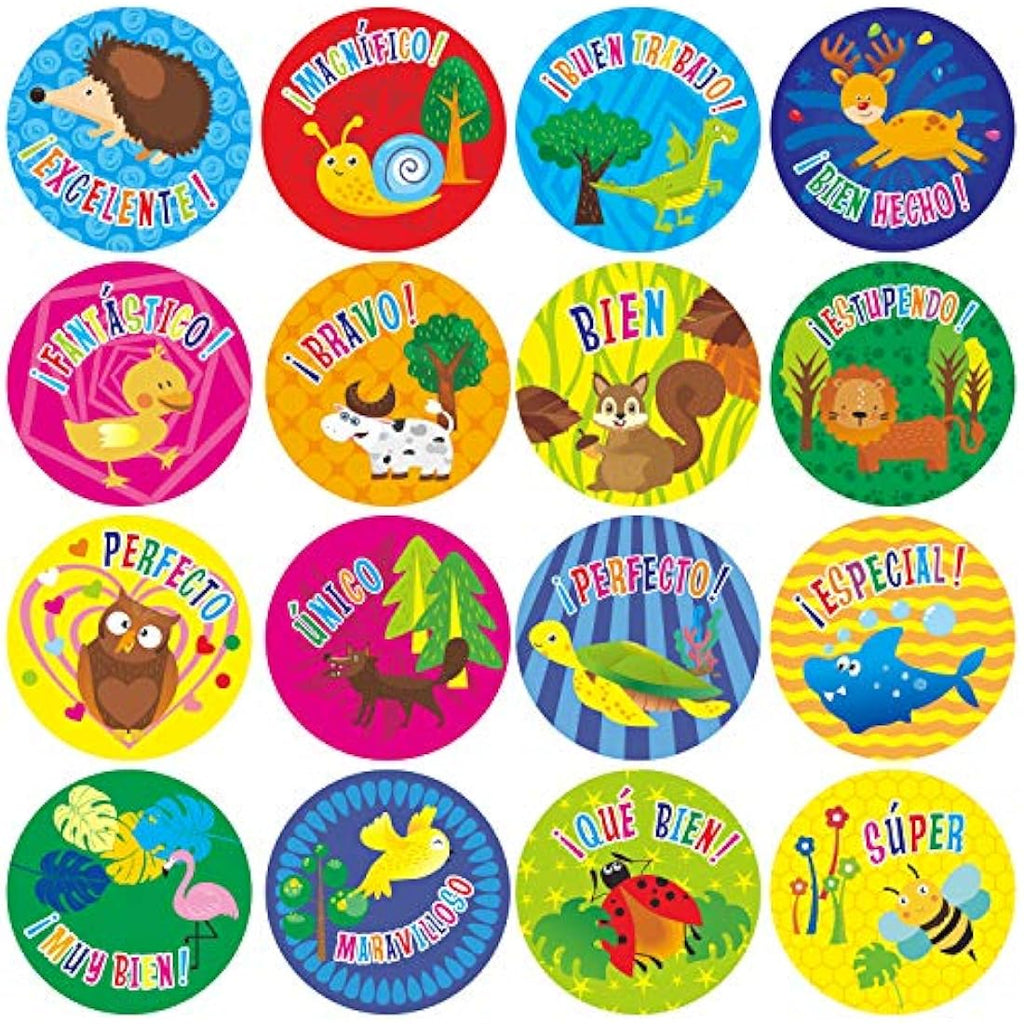 Jolof Store Spanish Reward Stickers - 600 Animal Motivational Labels