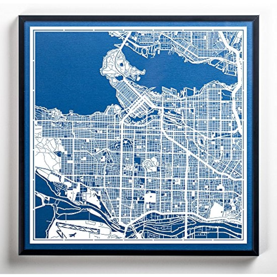 Vancouver Paper Cut Map - 30x30 cm White Laser Cut Wall Art