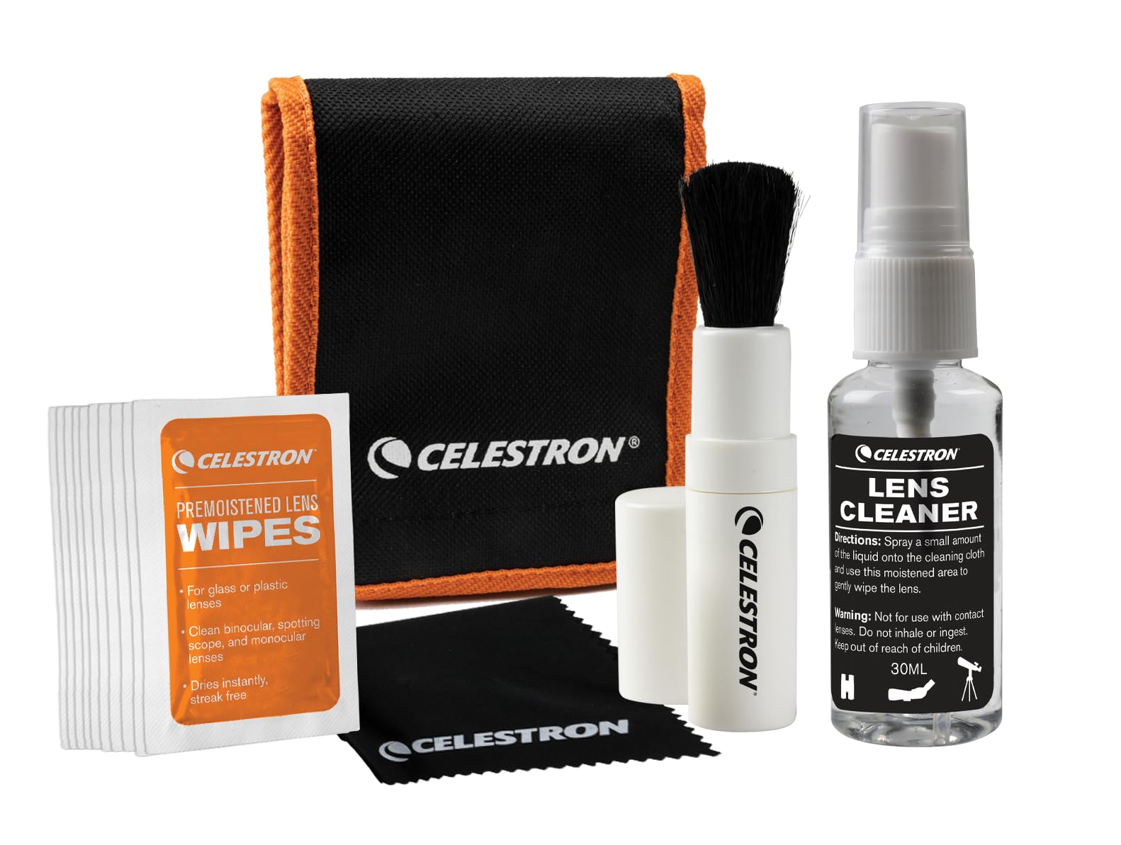 Celestron Lens Cleaning Kit for Telescopes and Binoculars – 14 Piece