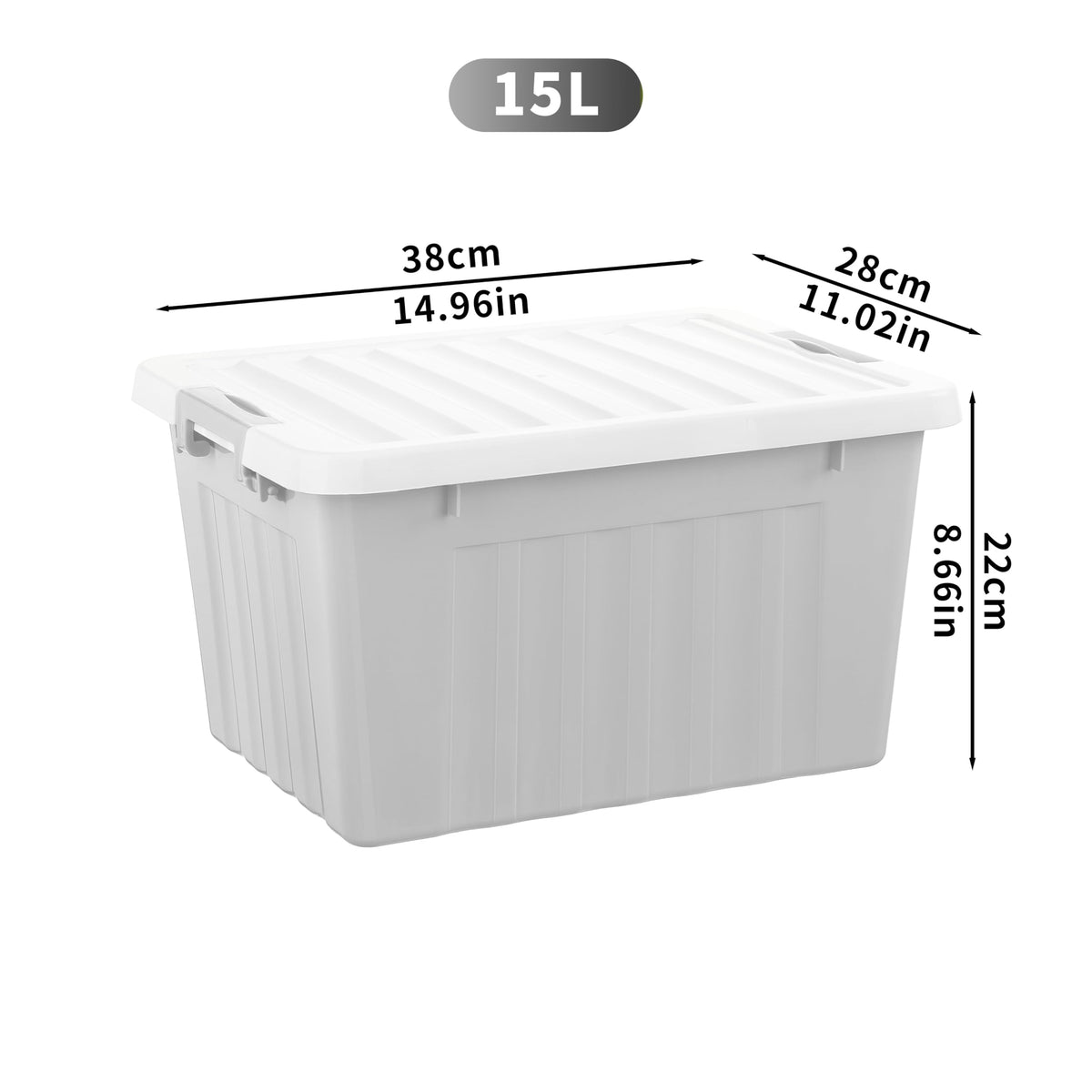Cetomo 15L*6 Storage Boxes with Lids, Plastic Storage Box with Secure Side Latches, Stackable & Nestable Organizer for Home, Office, Moving, PP, Gray - image 3