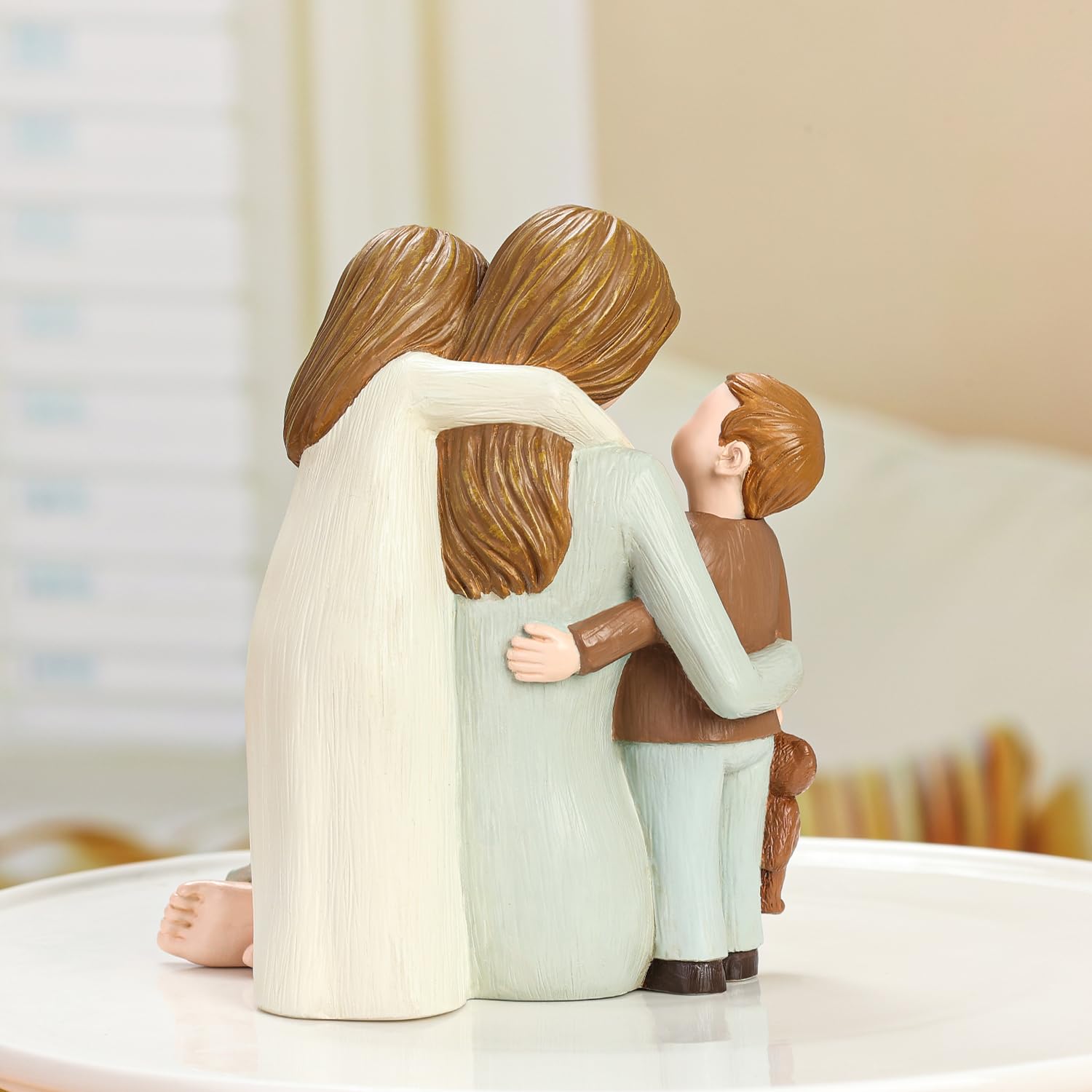 Mother and Kids Figurine – Hand-Painted Resin Family Statue