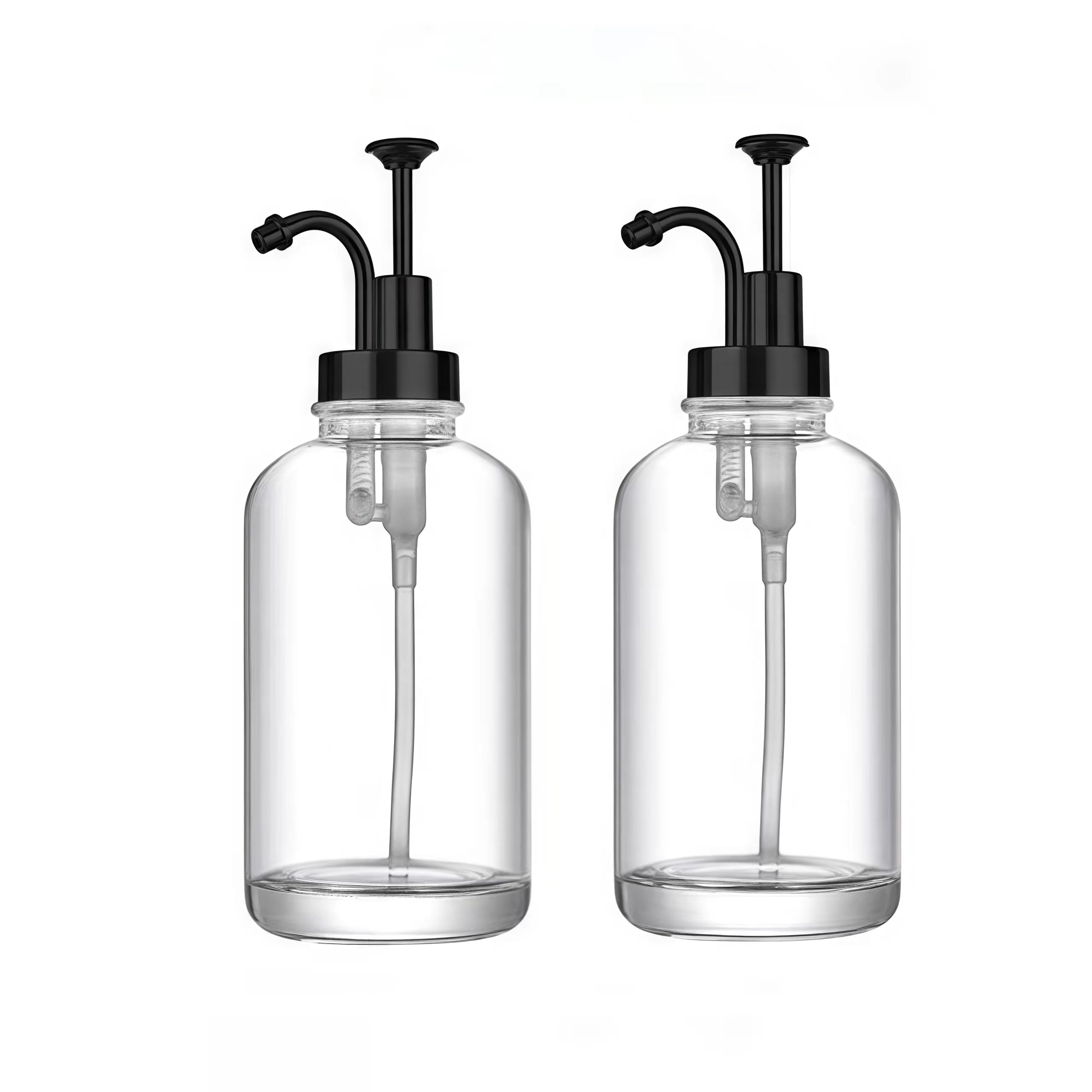 Jolof Store 2-Pack Glass Coffee Syrup Dispenser – 17oz Refillable Black