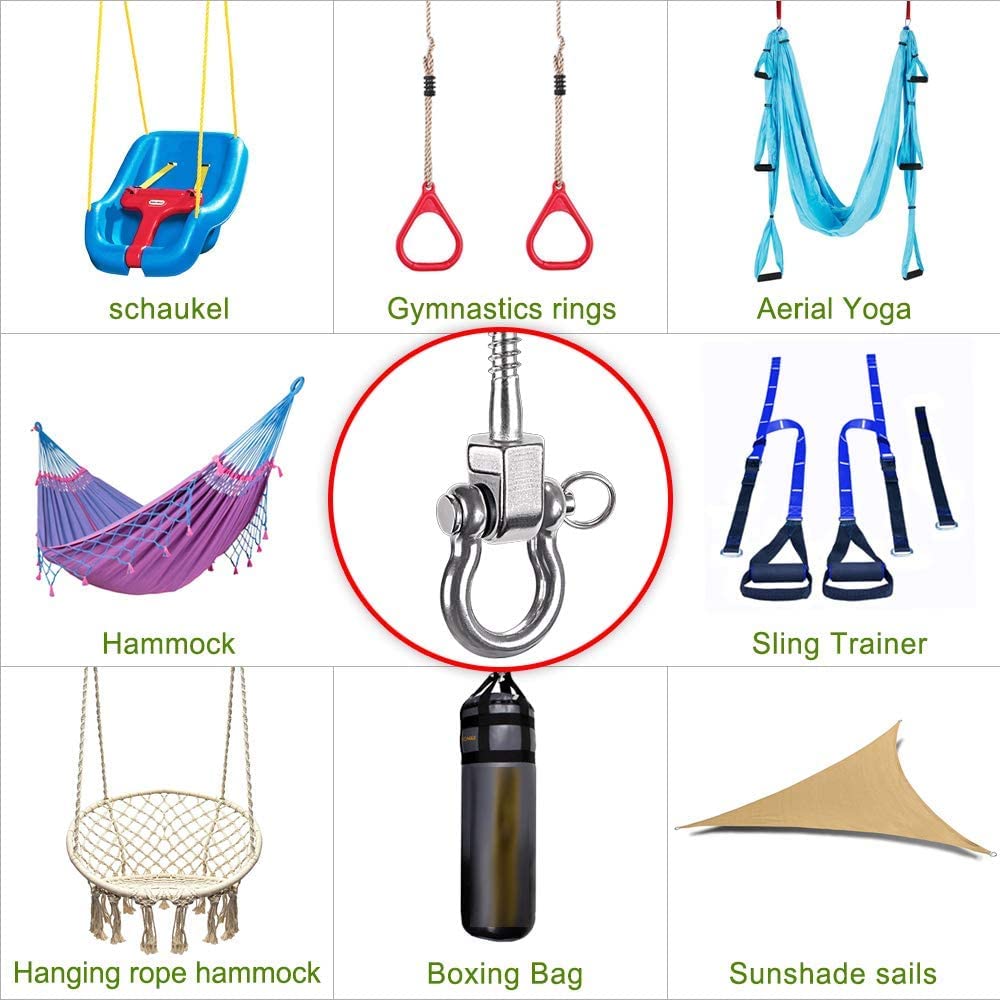 BeneLabel 6-Pack Hammock Bolts | SUS304 Stainless Steel Swing Brackets