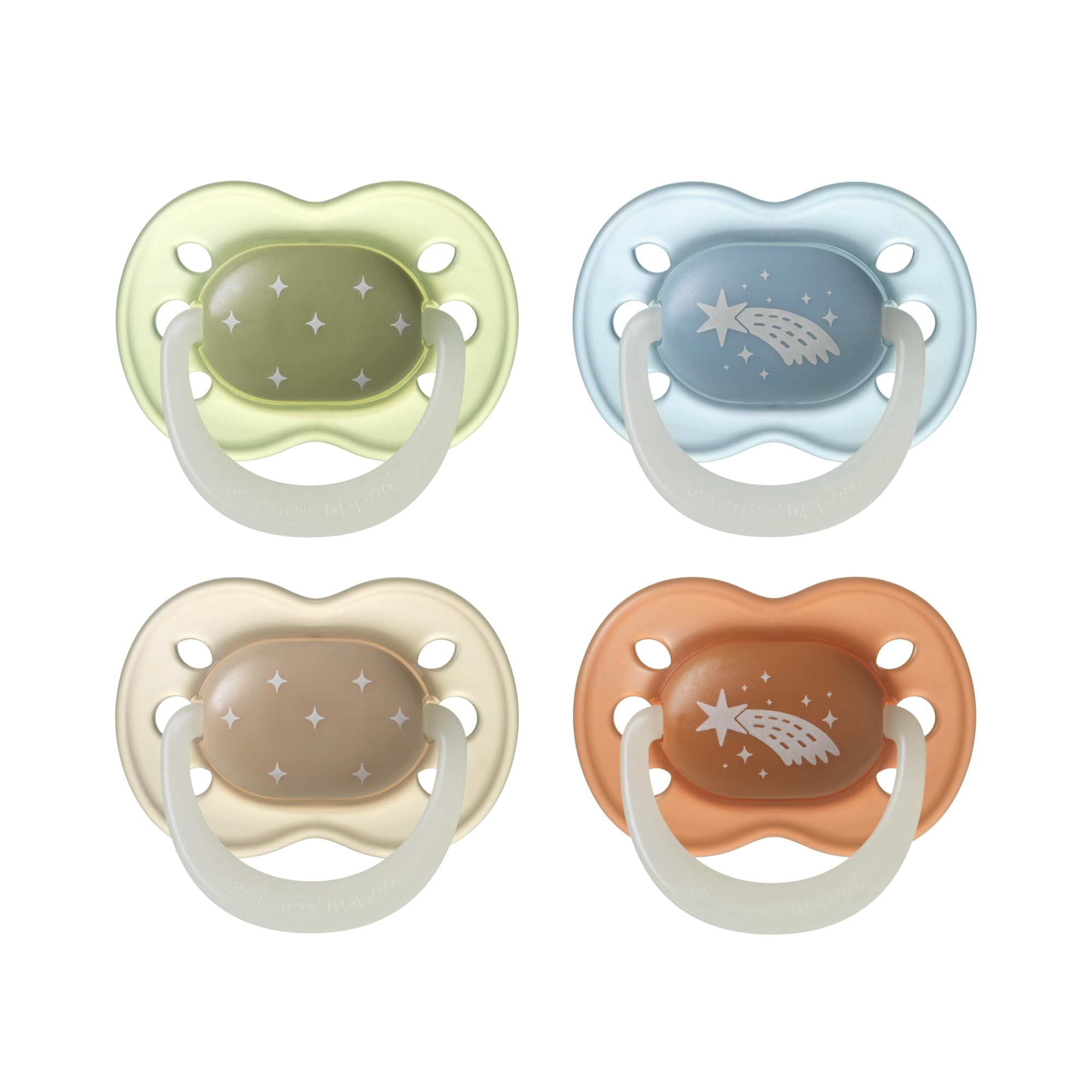 Tommee Tippee Glow in the Dark Orthodontic Dummy, 0-6m, 4 Pack