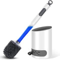 HIYAA Silicone Toilet Cleaning Brush with Quick-Dry Holder | White