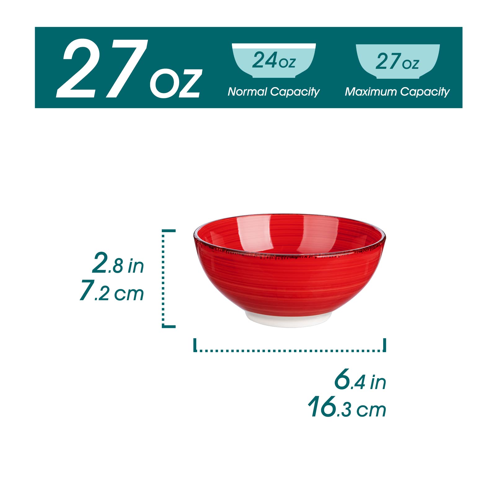 vancasso Bonita 27oz Ceramic Cereal Bowls – Set of 6 Stoneware Soup Bowls