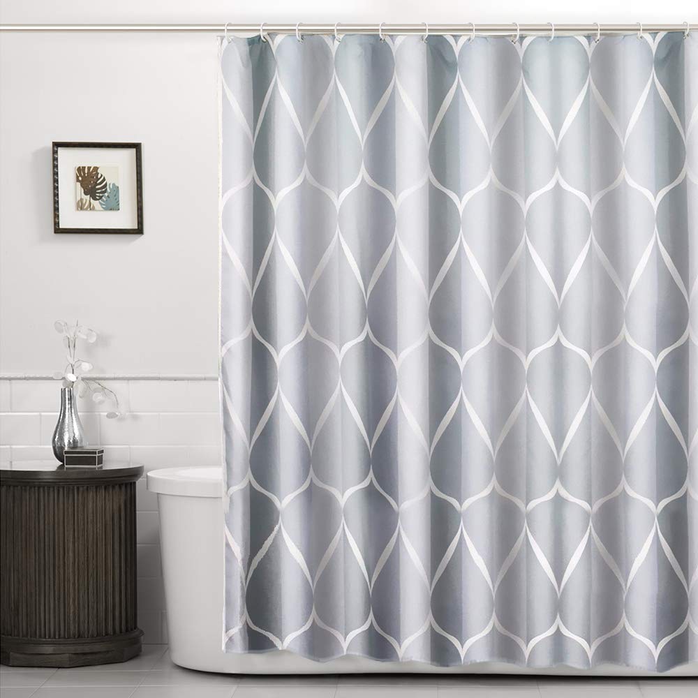 Annvchi Grey Lattice Shower Curtain | Waterproof Polyester, 180x180cm