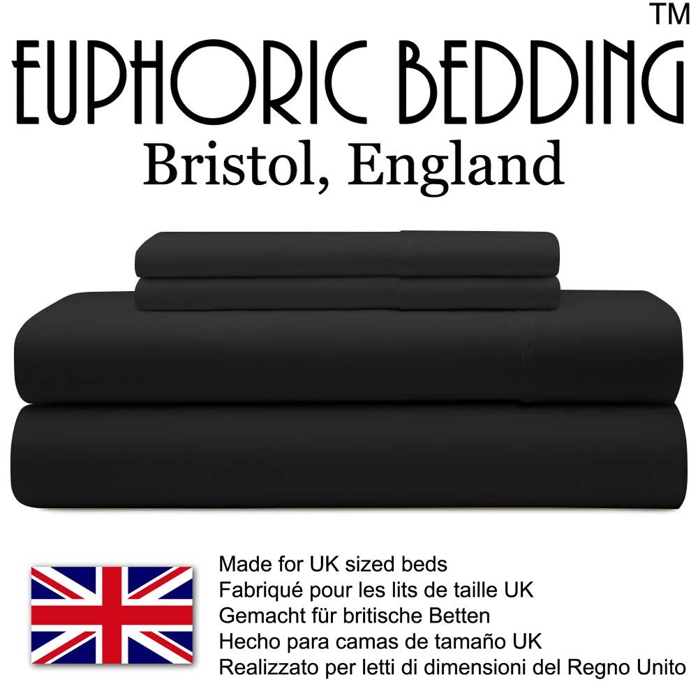 Euphoric Gifts Single Black Egyptian Cotton Duvet Cover Bedding Set