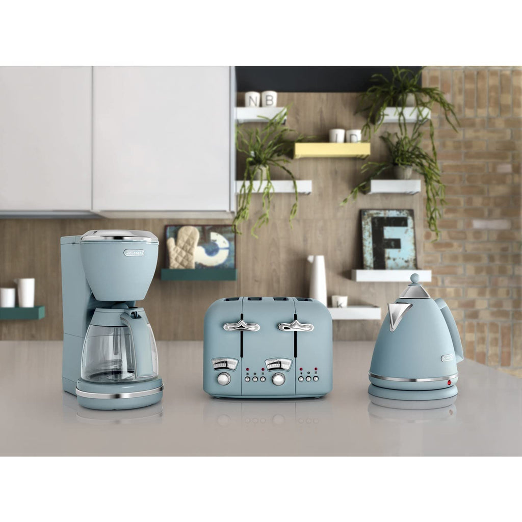 De'Longhi Argento Flora Electric Kettle – 1.7L Rapid Boil, Agave Blue