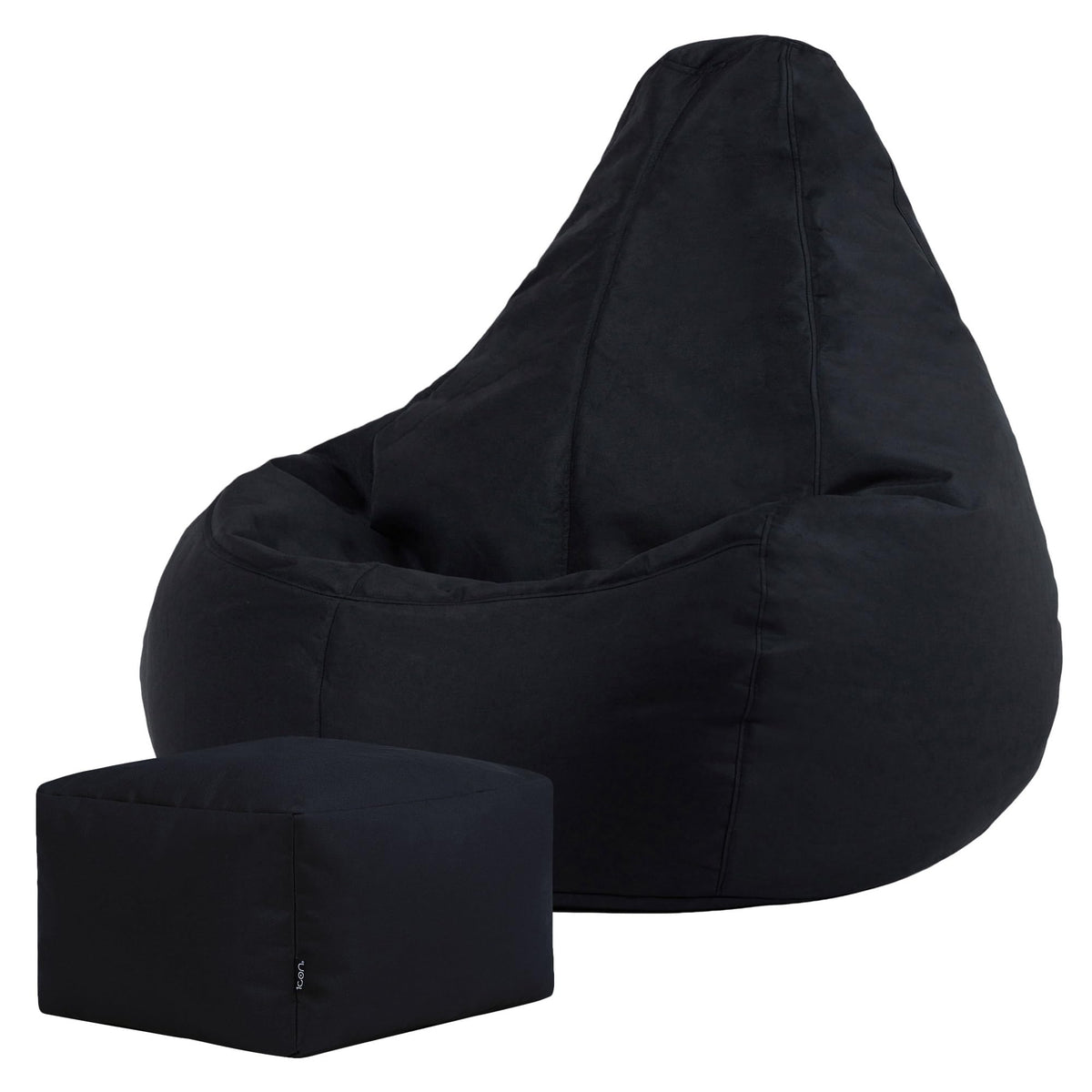 Bean Bag Bazaar Outdoor Bean Bag & Footstool with Filling Included, Black - image 1