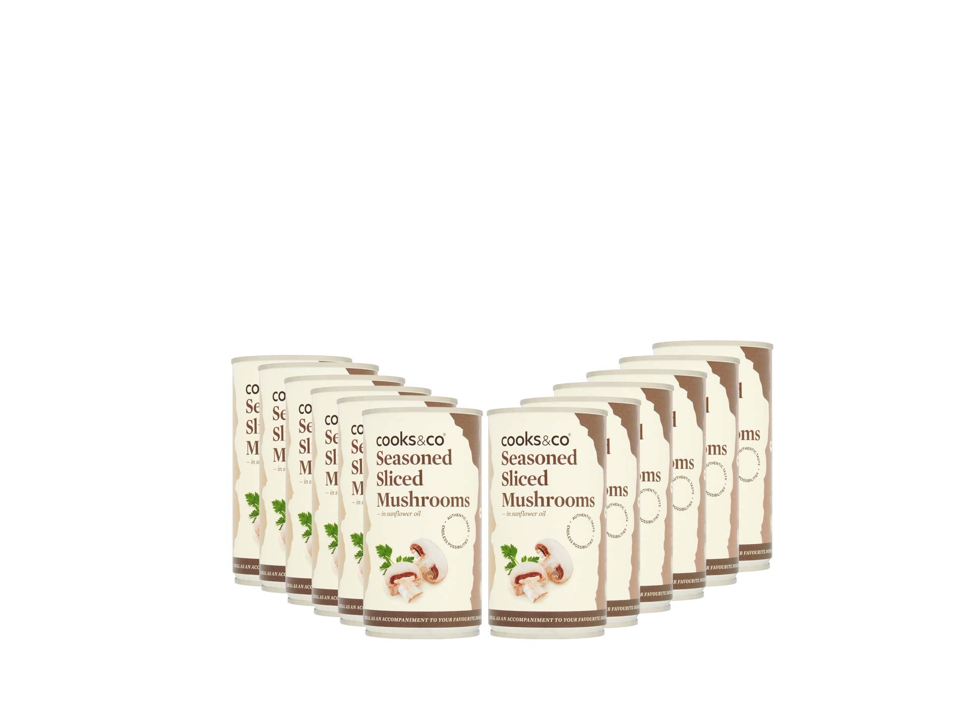 Cooks & Co Seasoned Sliced Mushrooms in Sunflower Oil - 345g (Pack of 12)