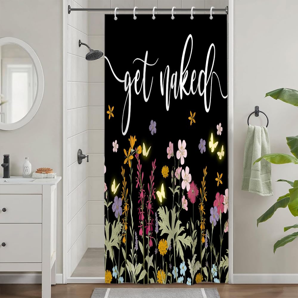 Uiiooazy Pink Floral Stall Shower Curtain | Waterproof Vintage Polyester