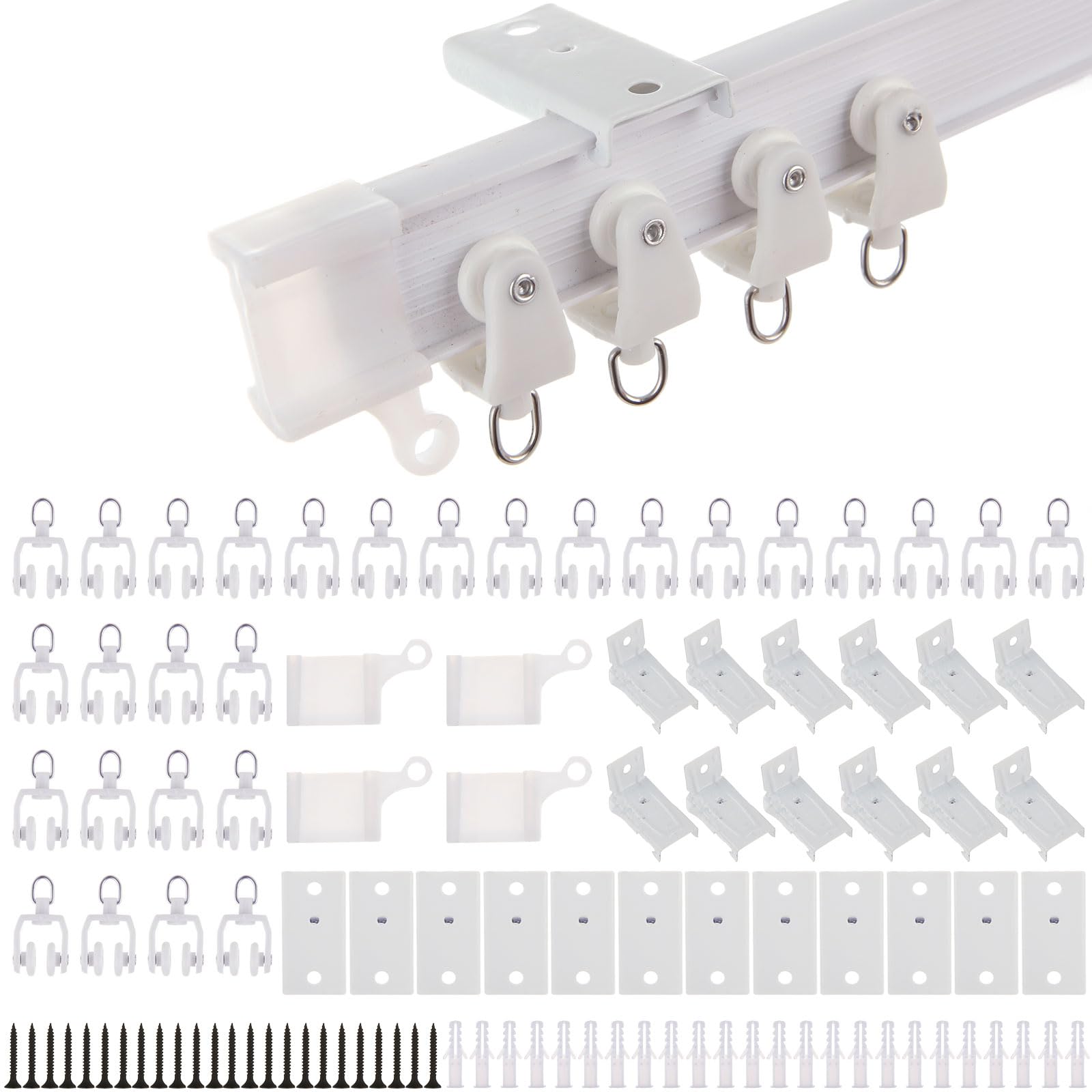 LOLYSIC 4m Bendable Curtain Rail | Flexible PVC Ceiling & Wall Track Set