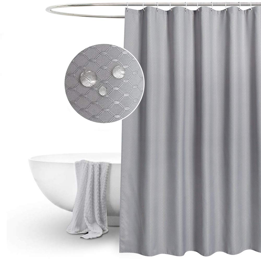 EurCross Grey Waffle Weave Shower Curtain - Waterproof Polyester 180x200cm
