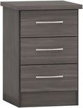 Seconique Nevada 3 Drawer Bedside Table - Black Wood Grain Finish