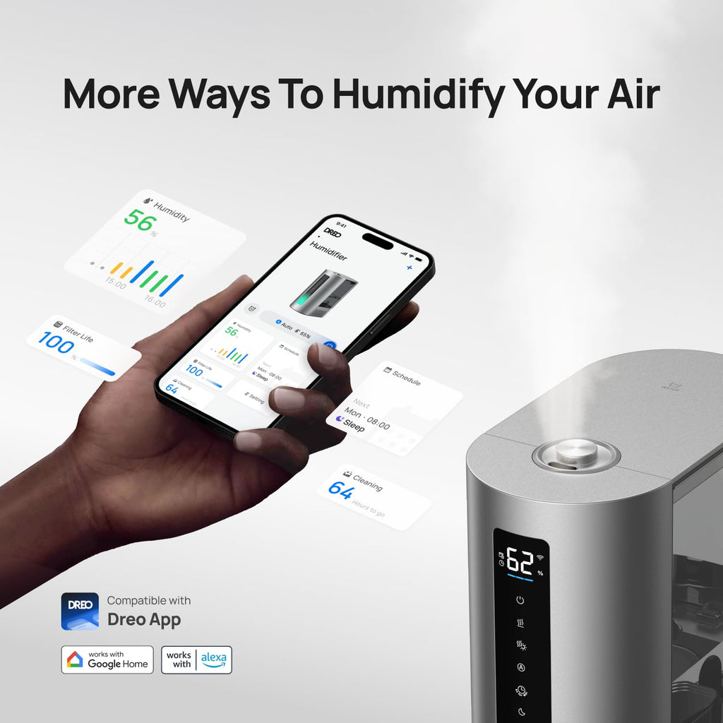 Dreo 6L Smart Humidifier – Warm & Cool Mist for Large Rooms & Bedroom