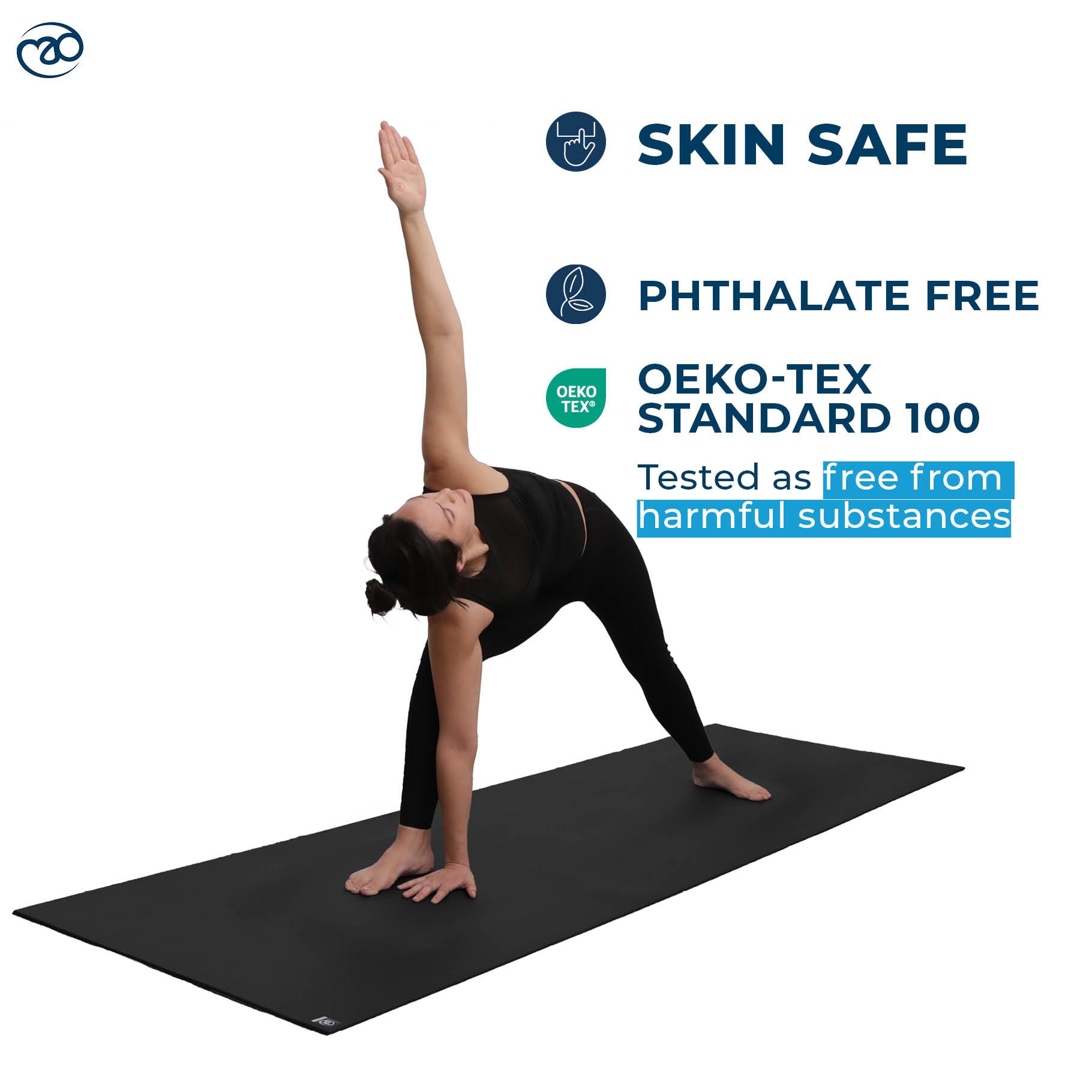 Yoga-Mad Studio Yoga Mat - Extra Long 220cm High Density Non-Slip Mat