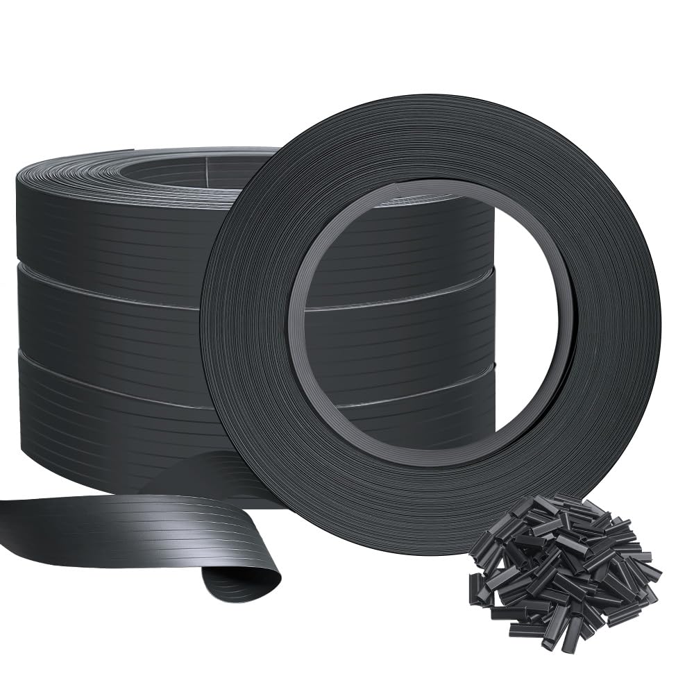 VOUNOT PVC Garden Privacy Fence Strips - 300m x 4.7cm with 600 Clips, Black