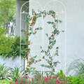 Wrought Iron Garden Trellis - 82.5 Inch White Metal 2-Pack