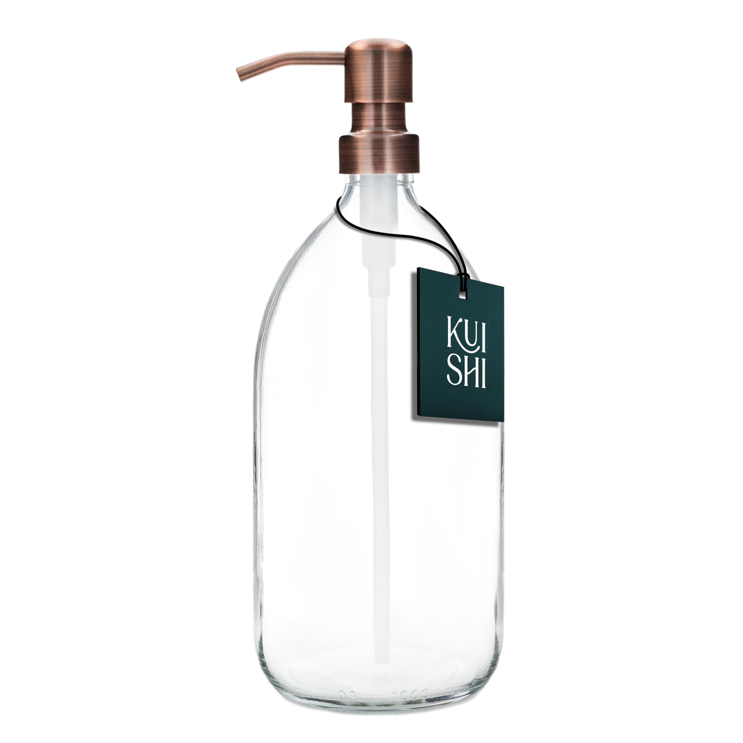 Kuishi Amber Glass Soap Dispenser | 1000ml Refillable Bronze Pump