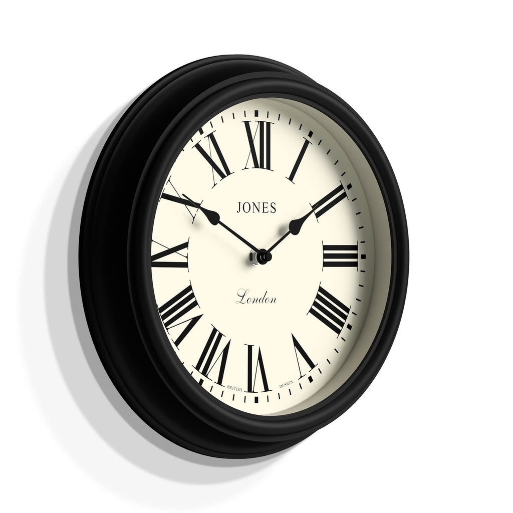 Jones Clocks Venetian Wall Clock | 30cm Black Roman Numeral Design