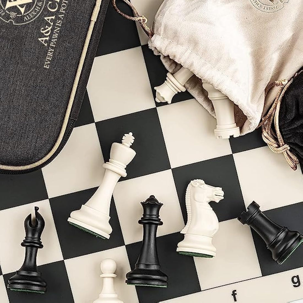 A&A Tournament Chess Set | 20" Silicone Board & Weighted Staunton Pieces