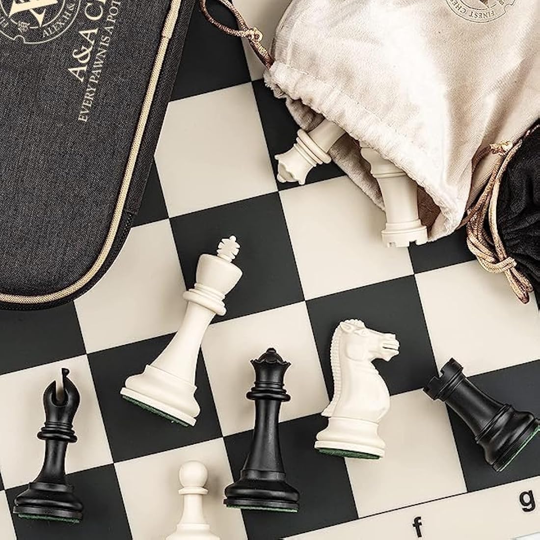 A&A Tournament Chess Set | 20" Silicone Board & Weighted Staunton Pieces