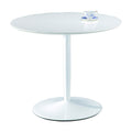 ASPECT Jakob Round White Dining Table – 4 Seater Metal Pedestal Base