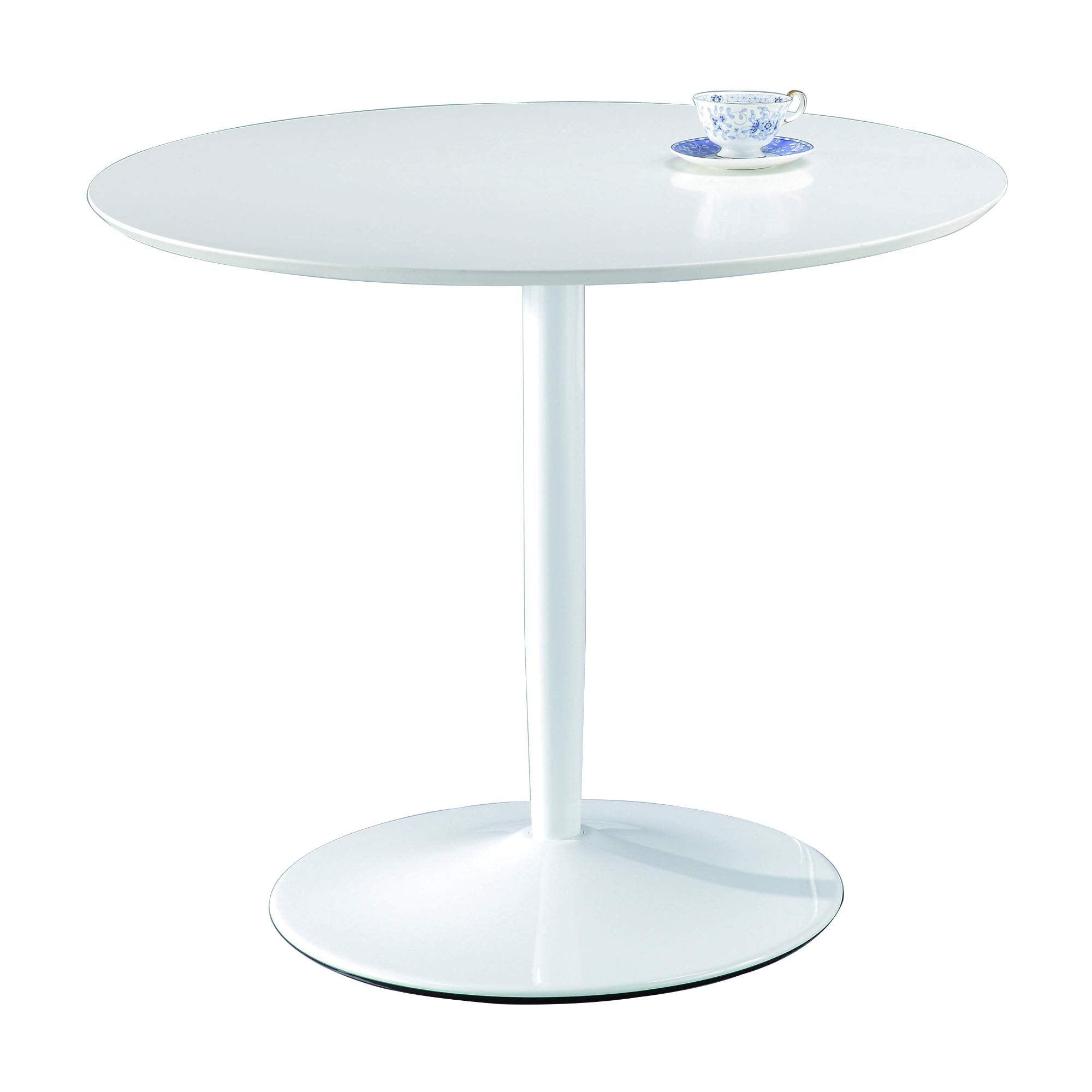 ASPECT Jakob Round White Dining Table – 4 Seater Metal Pedestal Base