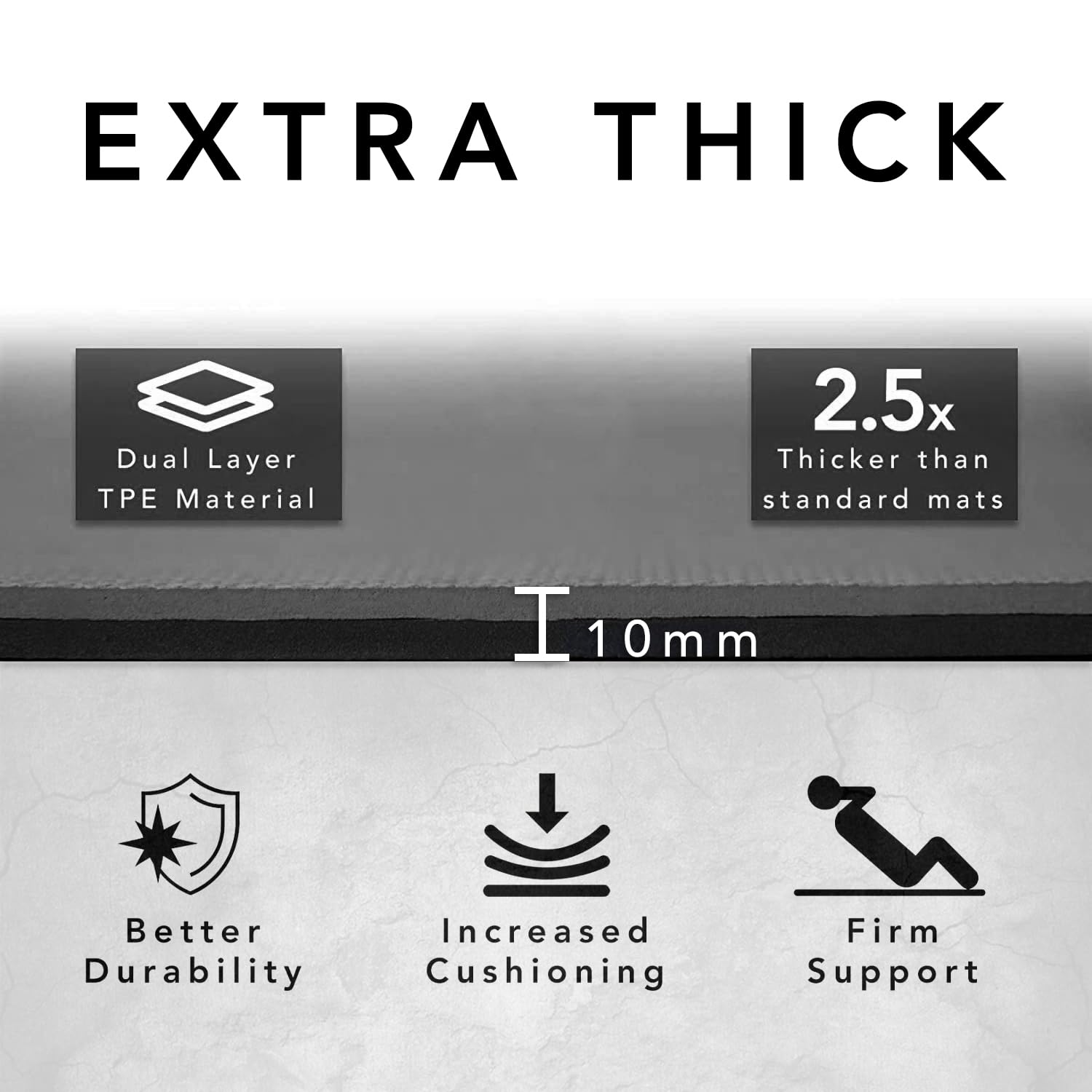 Extra Wide TPE Exercise Mat - 10mm Thick Non-Slip Yoga Mat