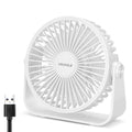 TriPole USB Desk Fan – 4.5 Inch Portable Table Fan with 3 Speeds, White