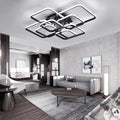 XEMQENER Modern 8-Square LED Ceiling Light | 152W Black Acrylic Chandelier