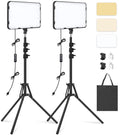 Obeamiu 2-Pack LED Video Light with 63'' Tripod Stand | 2500-8500K