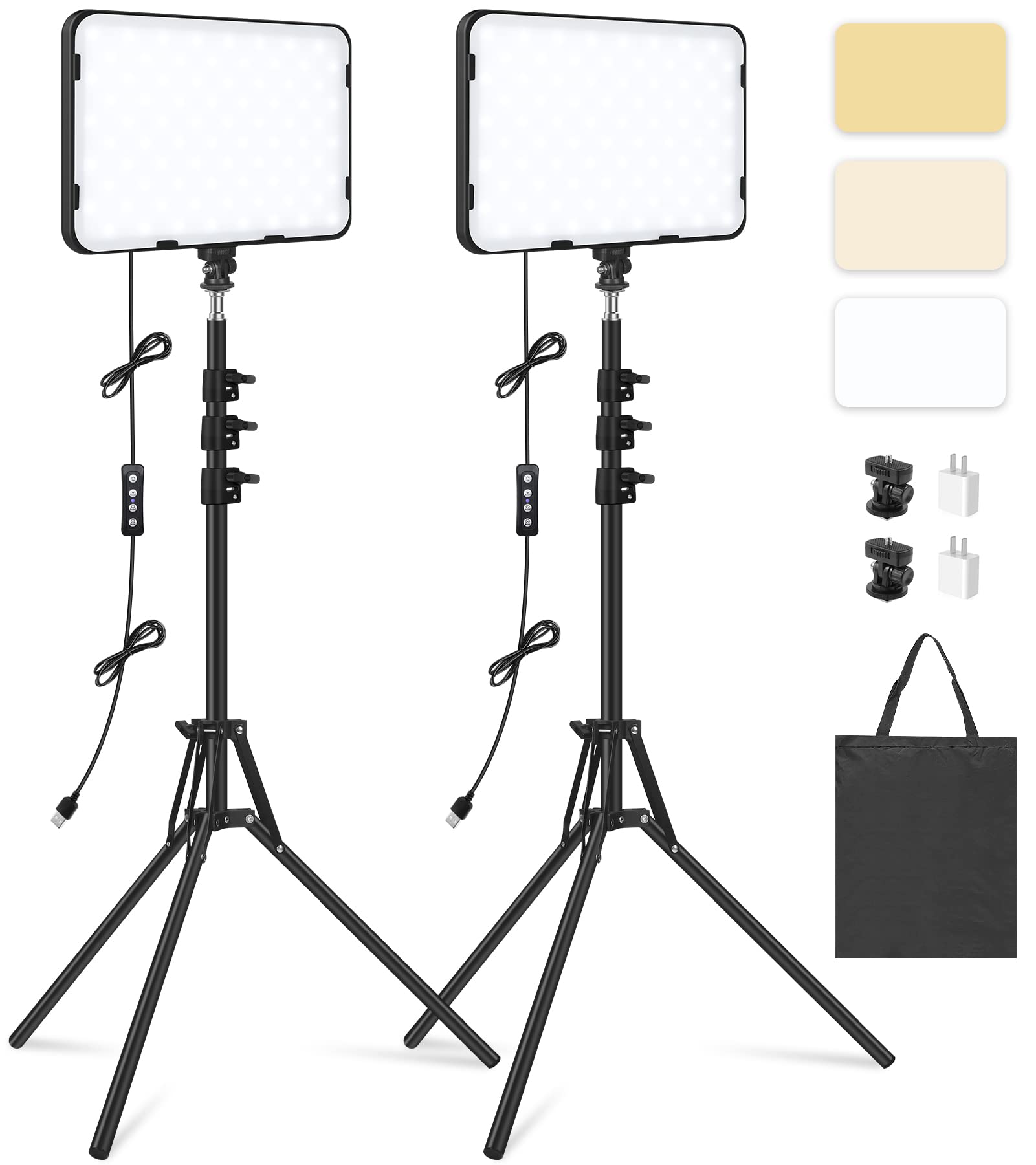 Obeamiu 2-Pack LED Video Light with 63'' Tripod Stand | 2500-8500K