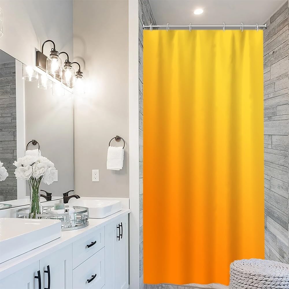 Uiiooazy Anti-Mould Shower Curtain – Orange Gradient Polyester 90x180cm